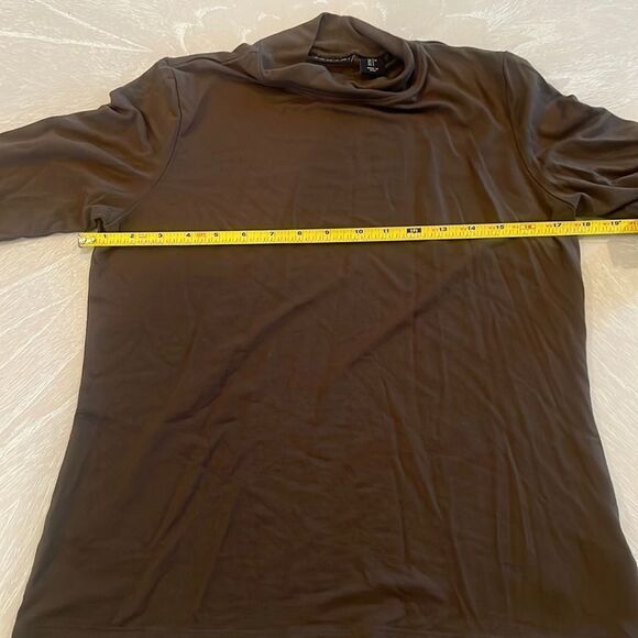 Tahari 1/2 Sleeve Mock Neck Dark Olive Green Blouse Size Large - Picture 6 of 6